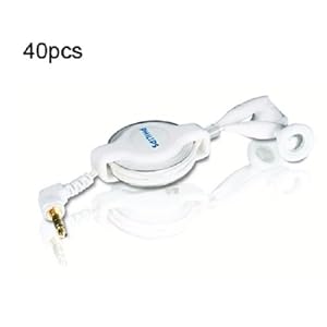 Philips SJM2604 Universal Retractable White Stereo Earbuds- 40pcs