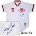 Johnny Bench Autographed 1975 M&N Reds Jersey w/ HOF 89 Insc. (Ironclad Certificate of Authenticity) - (SKU#122JS_I001_A_ML) Reds