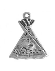 Sterling Silver 18" .8mm Wide Box Chain Necklace With Thin Native American Indian Teepee Pendant