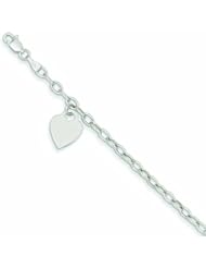 Genuine 14K White Gold Dangle Heart Bracelet 8.5 Inches 2 Grams Of Gold 100% Satisfaction Guaranteed.