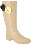 Capelli New York Shiny Solid With Jelly Flower Trims Ladies Basic Body Jelly Rain Boot Nude 8