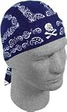 Zan Headgear Flydanna Headwrap , Color: Navy, Style: Paisley Skulls, Size: OSFA Z503
