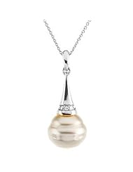 14K White Gold Paspaley South Sea Cultured Fashion Circle Pearl and Diamond Necklace -- LIFETIME WARRANTY