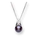 9ct White Gold Freshwater Pearl and Diamond Pendant