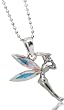 Saucy Angel Fairy Tinkerbell Necklace with Aurora Borealis Crystal Wings - Gift Boxed