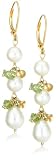 14k Gold Overlay Sterling Silver White Freshwater Cultured Pearl w/ Peridot and Citrine Accent Dangle Earrings