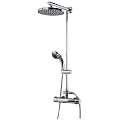Schulte D9640 02 DuschMaster Rain mit Thermostat, Kopfbrause rund, H 98-149 x B 30 x T 55,5 cm, Messinggrundgestell, chrom