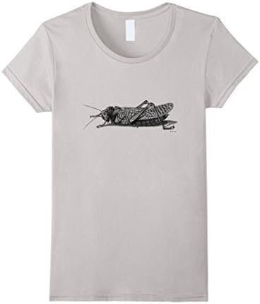 Women's Cricket T-Shirt. Vintage Cricket Insect Tee Small Silver