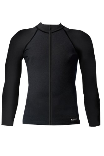 Aeroskin Nylon Long Sleeve Rash Guard with Color Accents and Front Zip (Black, Medium) On Sale