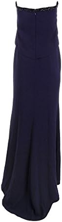 Monique Lhuillier Womens Beaded Strapless Evening Dress Navy 10