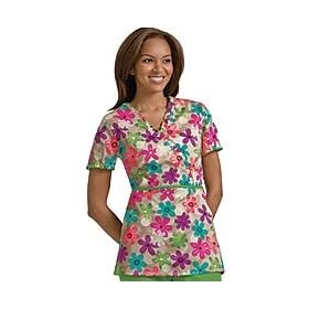 Cherokee Uniforms Positano Ruffled Trim Mock Wrap Scrub Top