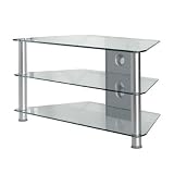 Clear Glass TV Table Stand For Plasma LCD TVs up to 32