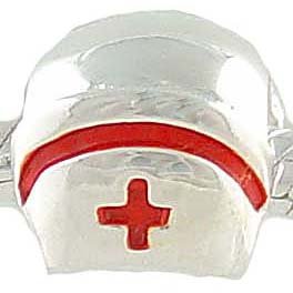 Sterling Silver and Enamel NURSE HAT BEAD compatible with PANDORA BIAGI CHAMILIA Charm Bracelet GIFT BOXED