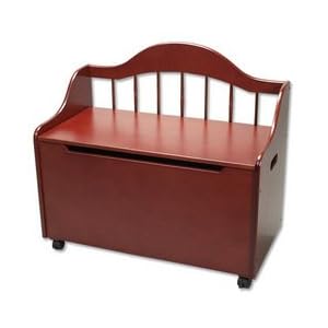 Gift Mark Cherry Deacon Style Toy Box with Spindle Back and Casters, Cherry by Gift Mark