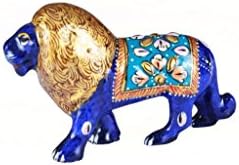 HD Techno Crafts Rajasthani Handicrafts Hand Made King of Jungle Antique walking lion Show Piece With Golden Hairs - 2 inch