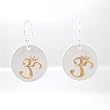Round Om or Aum Dangle Earrings in Sterling Silver and Vermeil, #8492