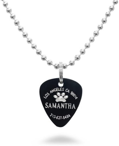Black Guitar Pick Shaped Aluminum Pet ID Tag