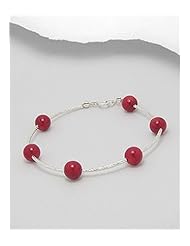 Red Sponge Coral Bracelet In 92.5 Sterling Silver