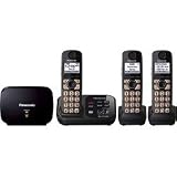Panasonic KX-TG4753B DECT 6.0 Cordless Phone with Answering System and Range Extender, Black, 3 Handsets