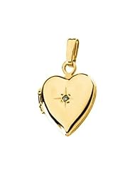 Heart Locket with Diamond Accent in 14k Yellow Gold