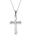 14k White Gold Solid Pointed Tip Cross with Rope Chain Necklace, 18
