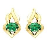 14K Yellow Gold Emerald Earrings