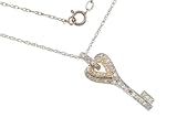 14K Two Tone Diamond Key Pendant