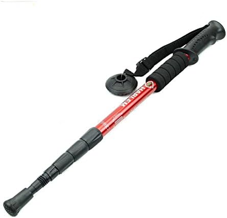 1 Pole of Durable Adjustable Antishock Hiking Trekking Walking Pole Cane Stick Crutch - Red