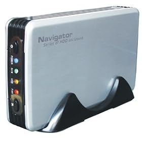 Navigator 3.5" SATA Hard Drive Enclosure USB 2.0 External Case w/ Onetouch Backup Silver
