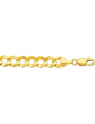14K 22" Yellow Gold 8.2mm Polish Diamond Cut Comfort Curb Chain With Lobster Clasp