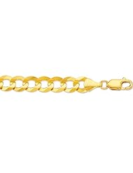 14K 8.50" Yellow Gold 8.2mm Polish Diamond Cut Comfort Curb Chain With Lobster Clasp