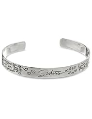 Sterling Silver Sisters Themed Graffiti Cuff Bracelet