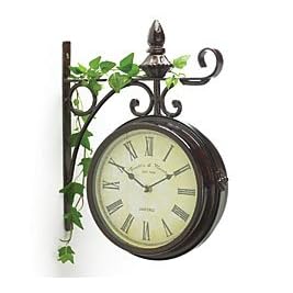 Double Sided Hanging Station Wall Clock