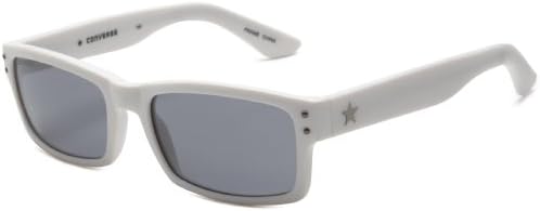 Converse Heritage The Close Talker Rectangular Sunglasses,Matte White Frame/Full Grey Lens,one size