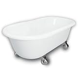 American Bath Factory B1-3700-WW-DM7-M2-35-SN Madeline Double Ended Clawfoot Bathtub in White, Canno
