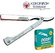 DOVO Shavette Steel Handle Straight Razor with Red Holder and FREE 100 DERBY Professional Single Edge Blades