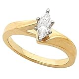 0.68 Marquise Diamond 14K Yellow Gold Bridal Engagement Ring Round G-VS2