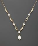 14k Gold Cultured Freshwater Pearl & Diamond Accent Necklace