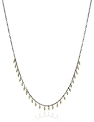 Mizuki 14k Gold Bead Fringe on Blackened Silver Chain Necklace
