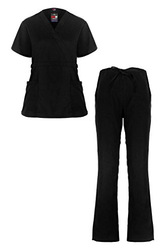 MediFit Women's Mock Wrap Medical Top & Pants Scrub Set