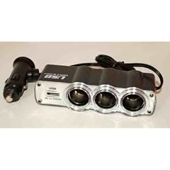 USB KFZ Lade Adapter Ladeger�t + 3x Zigarettenanz�nder