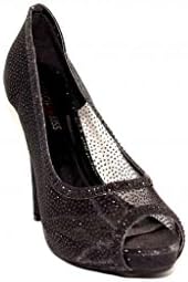 French Kiss Faith Laced Peep Toe Heel Black 11