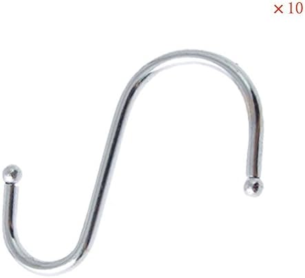 Gobrother Kitchen S Shaped Stainless steel Plating Hanging Hooks Hangers (Silver,10Pcs)