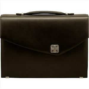 Buy Aaron Irvin Sienna Leather Single Gusset Flap-over Briefcase in Black SLSF-BK