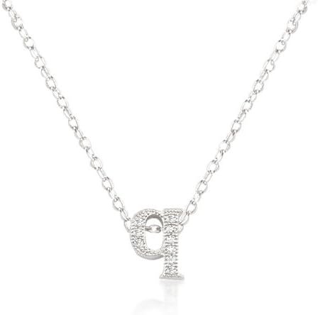Sterling Silver Pave Initial "Q"