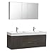 Fresca Valencia 60 inch Gray Oak Wall Hung Double Sink Modern Bathroom Vanity w/Medicine Cabinet