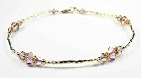 Damali WHISPERS Anklets: Alexandrite June Gold Swarovski Crystal Ankle Bracelets.