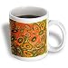 Jaclinart Abstract Circles Cells Heart Psychedelic Surreal Retro - Abstract orange olive khaki green surreal flowing sci fi cells hearts - Mugs