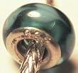 Murano Style Glass Lampwork 925 Bead Fits Pandora Blue with Lt Blue Heart Shape, 14mm (1)