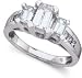 1ctw Certified 14k White Gold Emerald Cut Diamond Engagement ring